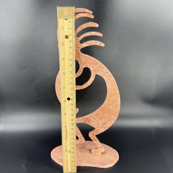 Kokopelli Tall Figurine Metal Art Statue Painted Brown Pink Primitive Style VTG - Picture 3 of 11